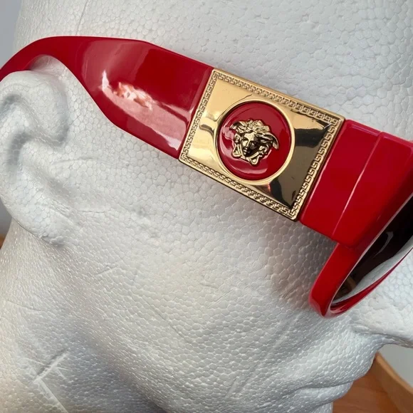 Versace Sunglasses VE 4401 Pilot Medusa Stud Red/Gold Medusa Medallion Luxury - Picture 13 of 14